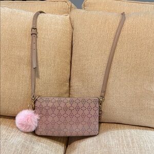 Nanette Lepore Blush Pink Crossbody Bag with Pom Charm